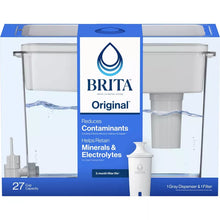 Brita Extra Large 27-Cup UltraMax Filtered Water Dispenser with Filter - Gray: Water Filtration, Hand Wash, Flip-Top Lid