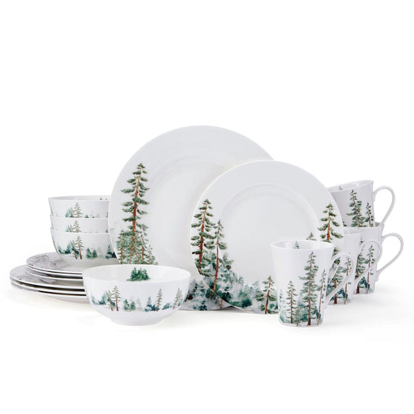 Mikasa Watercolor Forest 16-Piece Bone China Dinnerware Set