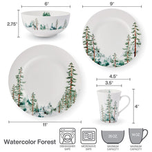 Mikasa Watercolor Forest 16-Piece Bone China Dinnerware Set