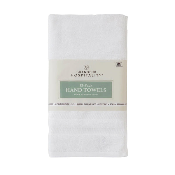 GRANDEUR HOSPITALITY HAND TOWEL 12PK 16IN X 30IN