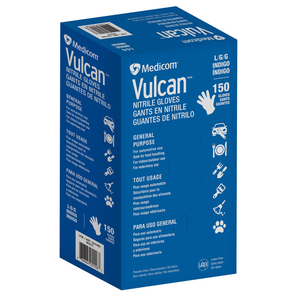 Vulcan Nitrile Powder Free Gloves, 150 Count, Large