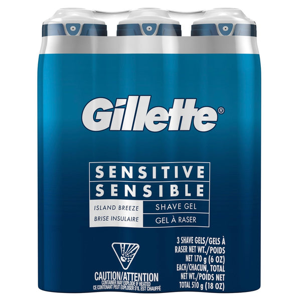 Gillette Sensitive Shave Gel 6.0 oz, 3-Pack