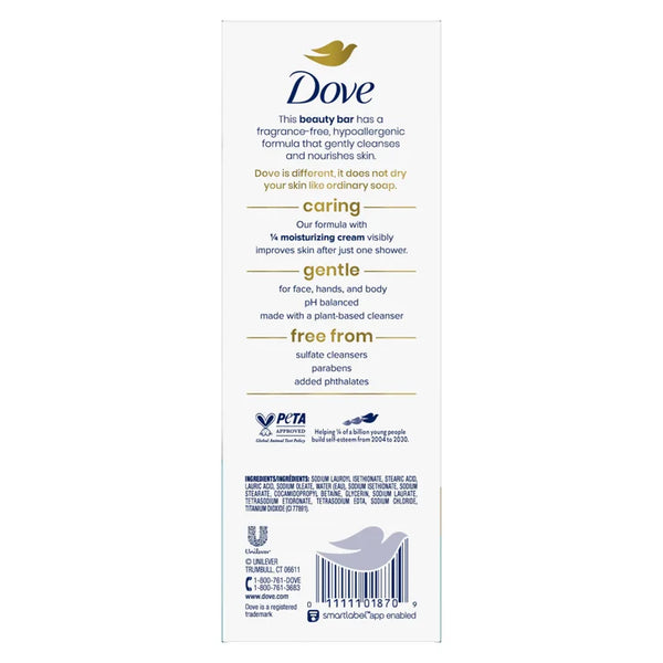 Dove Moisturizing Beauty Bar Soap Sensitive Skin, 3.75 oz, 16 Bars