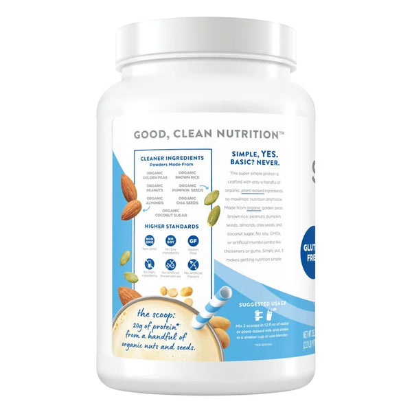 Orgain USDA Organic Simple Plant Protein Powder, Creamy Vanilla, 32.6 oz