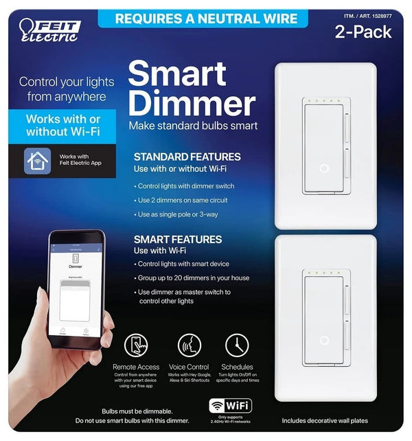 FEIT 2PK SMART DIMMER