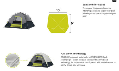 CORE 6-person Lighted Dome Tent - Retai $100