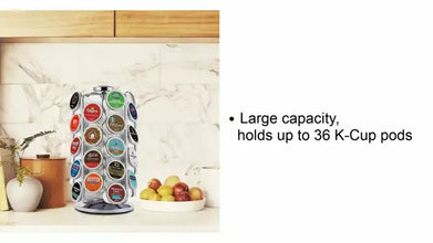 Keurig 36 K-Cup Pod Carousel: Silver Metal Freestanding Coffee Pod Holder & Organizer, Kitchen Storage Rack