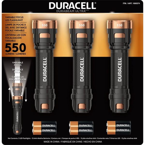 Duracell Durabeam Ultra LED Flashlights, 550 Lumens, 3-Pack