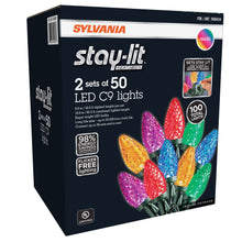 Sylvania Stay-Lit C9 Faceted Dual Color LED Lights, 100 Count