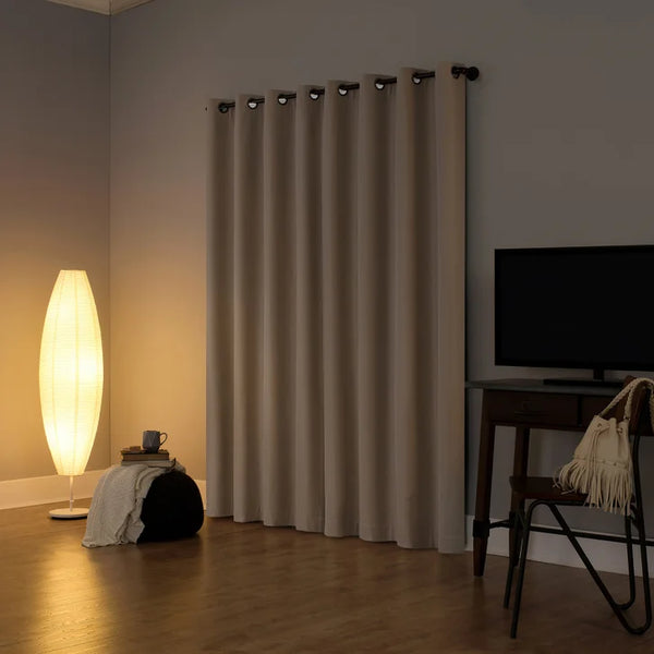 Sun Zero Pratt Tonal Texture Fleece Insulated 100% Blackout Window Curtains, 2-pack 84L X 50W Beige