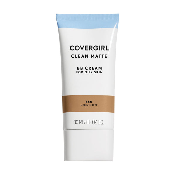 COVERGIRL Clean Matte BB Cream for Oily Skin, 550 Medium Deep, 1 fl oz, Oil-Free BB Cream Foundation