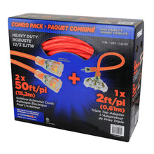 Prime 50ft Extension Cord 2-Pack with Adapter