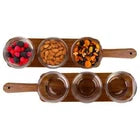 Home Essentials Serving Set 8 Pieces 2 Acacia Serving Boards with 6 Glass Bowls