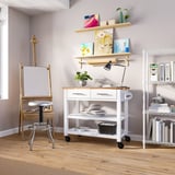 Seville Classics Acacia Kitchen Cart with Drawers