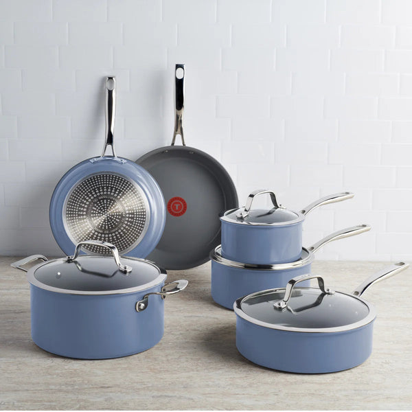 T-fal BLUE Excellence Ceramic Non-Stick Cookware Set, 10-Piece
