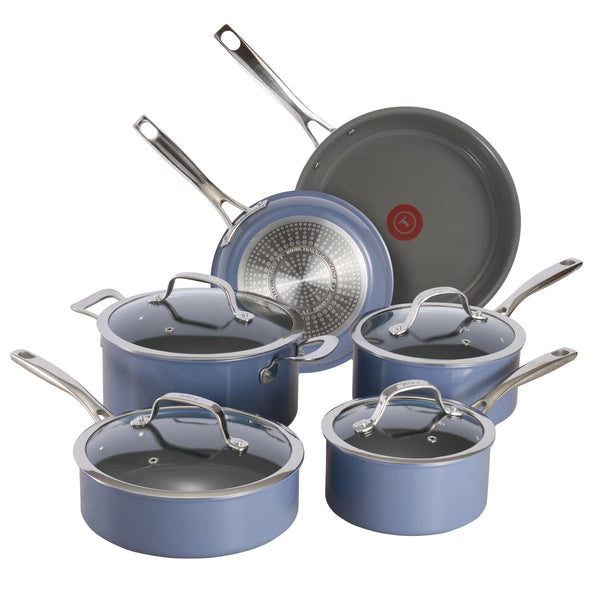 T-fal BLUE Excellence Ceramic Non-Stick Cookware Set, 10-Piece
