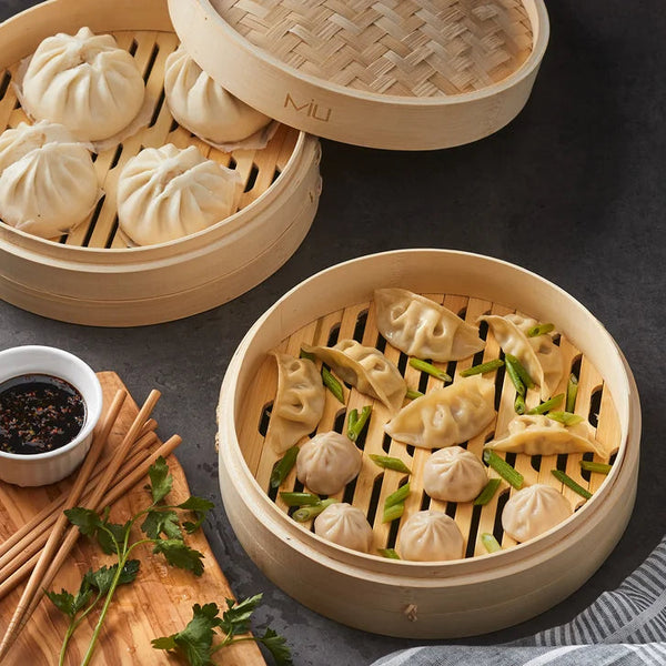 MIU 10” 2-Tier Bamboo Steamer Basket
