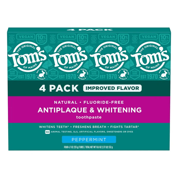 Tom's of Maine Antiplaque and Whitening Toothpaste, 4.7 oz, 4-pack