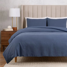 WelHome Cotton Linen Relaxed Duvet Cover, 3-piece Set Blue-King