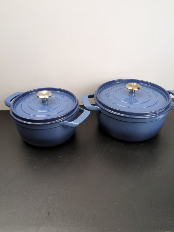 Tramontina Blue 4-quart & 6-quart Enameled Cast Iron Round Dutch Oven, 2-pack
