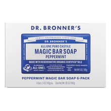 Dr Bronner's Pure Castille Peppermint Bar Soap, 6-pack