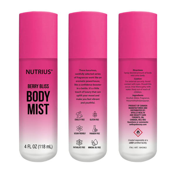 NUTRIUS BRAZILIAN BRAZILIAN BODY MIST 4 OZ, 3-PACK