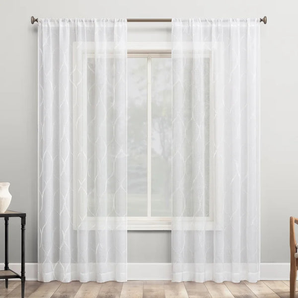 Portside Embroidered Trellis Sheer Curtains, 2-pack