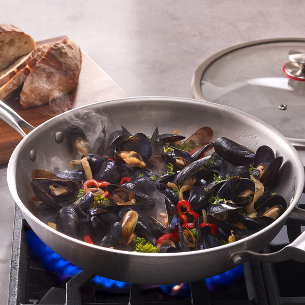 MIU Clad Stainless Steel Wok with Turner & Lid