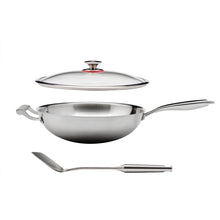 MIU Clad Stainless Steel Wok with Turner & Lid