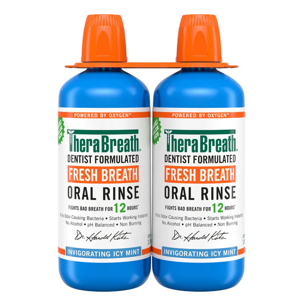 TheraBreath Icy Mint Oral Rinse, 1 Liter, 2-pack