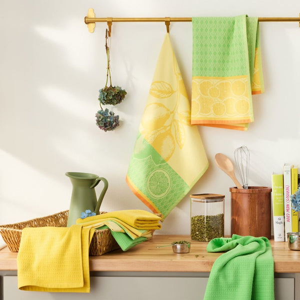 Jacquard Flatwoven Kitchen Towels, 8-pack- Lemons