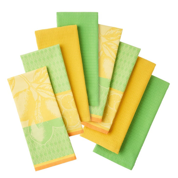 Jacquard Flatwoven Kitchen Towels, 8-pack- Lemons