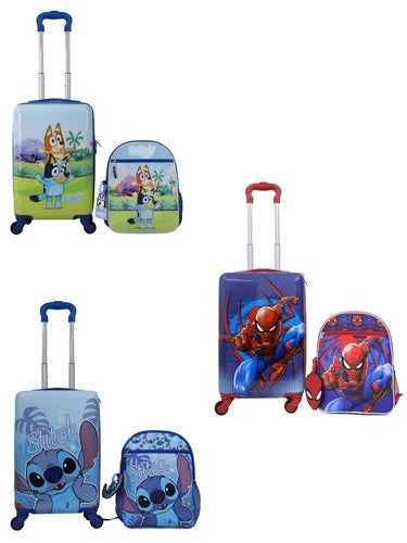 LICENSED 2 PC LUGGAGE WITH TAG CHARACTER ASSORTMENT