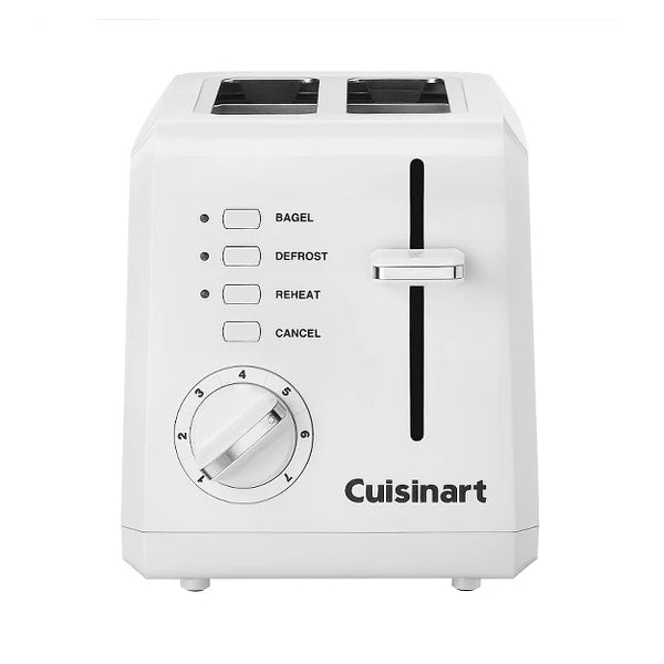 Cuisinart 2-Slice Toaster White: Bagel & Defrost Options, Reheat, Extra Wide Slots, Removable Crumb Tray, 900W