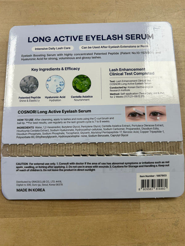 COSNORI Long Active Eyelash Serum, 0.31 fl oz, 2-pack