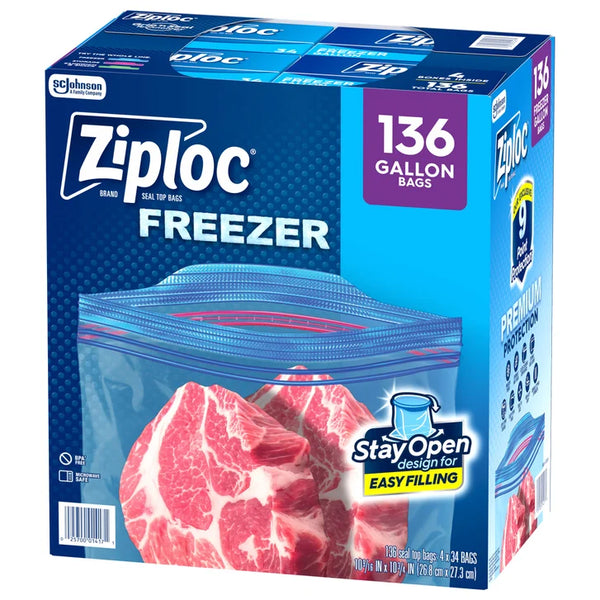 Ziploc Seal Top Freezer Bag, Gallon, 136-count