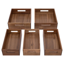 Seville Classics 5-Piece Acacia Storage Bin Set