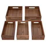 Seville Classics 5-Piece Acacia Storage Bin Set