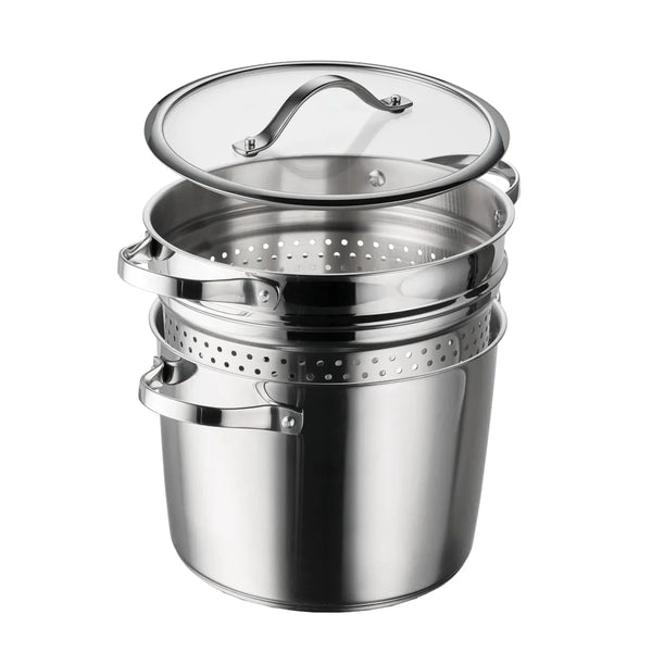 Tramontina 8-Quart Stainless Steel Tri-ply Base Multicooker with Pasta Insert
