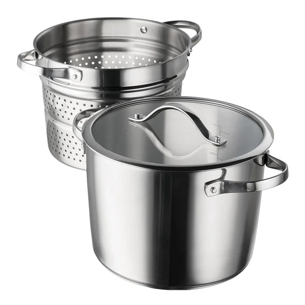 Tramontina 8-Quart Stainless Steel Tri-ply Base Multicooker with Pasta Insert