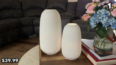 Evergreen LED Porcelain Lanterns, Set of 2
