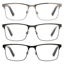 Design Optics by Foster Grant #668 Metal Square Reading Glasses, 3-pack- +1.25