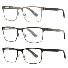 Design Optics by Foster Grant #668 Metal Square Reading Glasses, 3-pack- +1.25