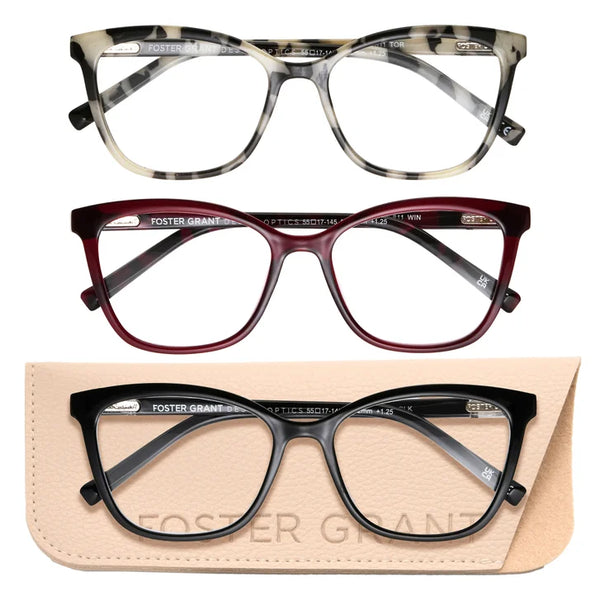Design Optics by Foster Grant #811 Fashion Cateye Reading Glasses, 3-pack +3.00