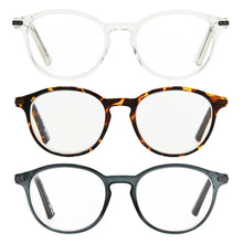 Design Optics by Foster Grant #809 Classic Plastic Round Reading Glasses, 3-pack +1.75