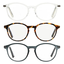 Design Optics by Foster Grant #809 Classic Plastic Round Reading Glasses, 3-pack +2.00