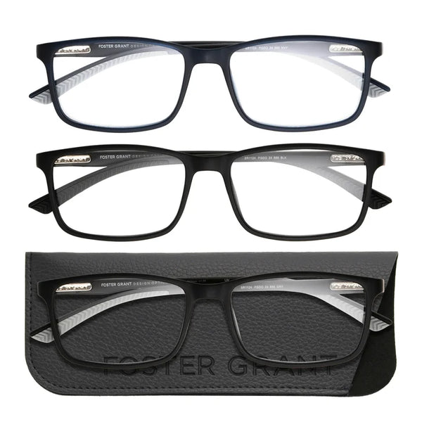 Design Optics by Foster Grant #666 Classic Plastic Rectangle Reading Glasses, 3-pack +1.25