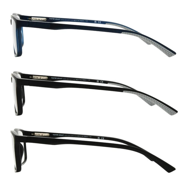 Design Optics by Foster Grant #666 Classic Plastic Rectangle Reading Glasses, 3-pack +1.50