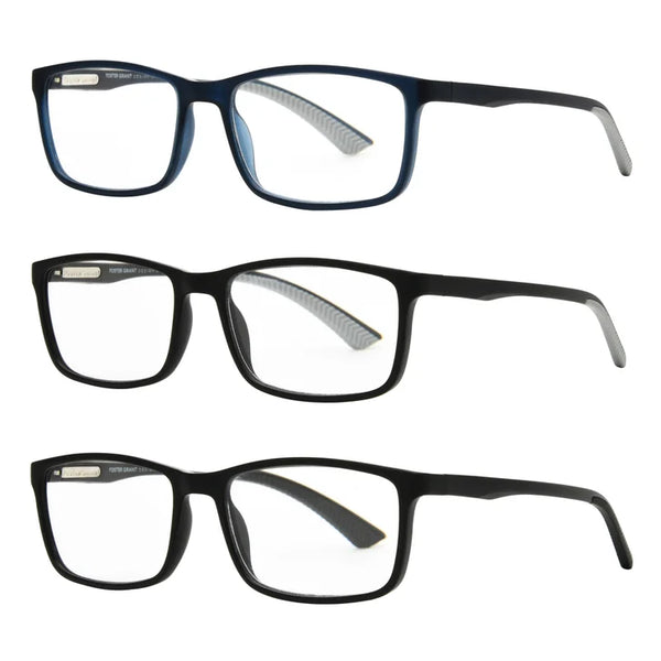 Design Optics by Foster Grant #666 Classic Plastic Rectangle Reading Glasses, 3-pack +2.50