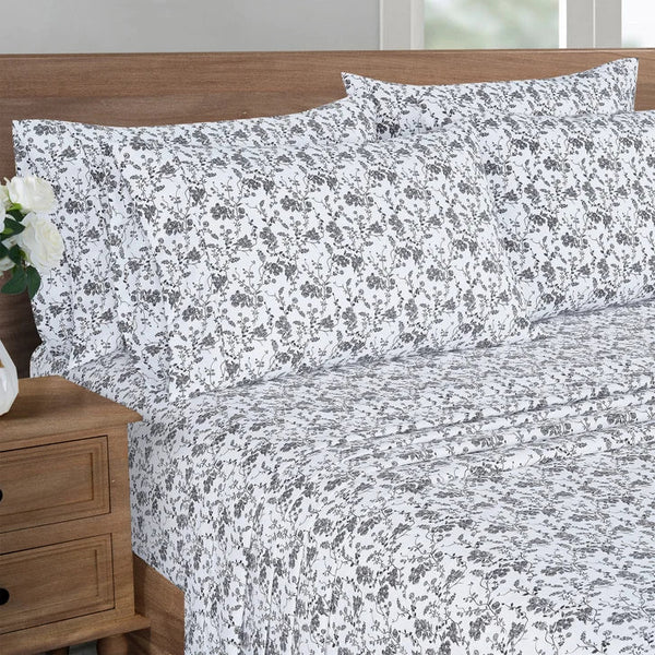 South Point Home Fashions Microfiber 6-piece Sheet Set  Bombay Medallion Spa on White- King